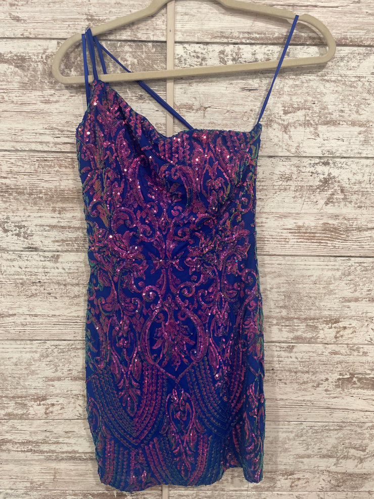 BLUE/PINK SPARKLY SHORT DRESS