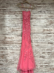PINK/FLORAL LONG EVENING GOWN