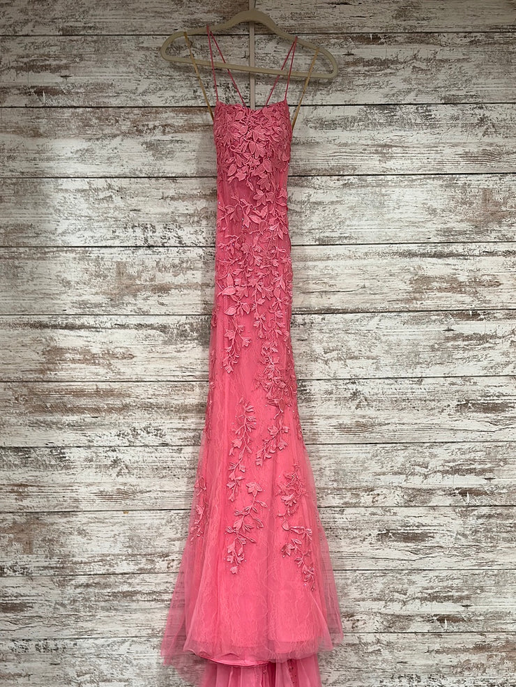 PINK/FLORAL LONG EVENING GOWN