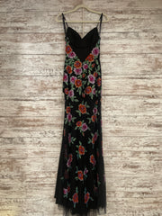 BLACK/FLORAL SPARKLY DRESS-NEW