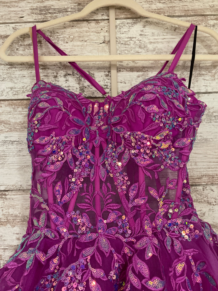 PINK/FLORAL A LINE GOWN (NEW)