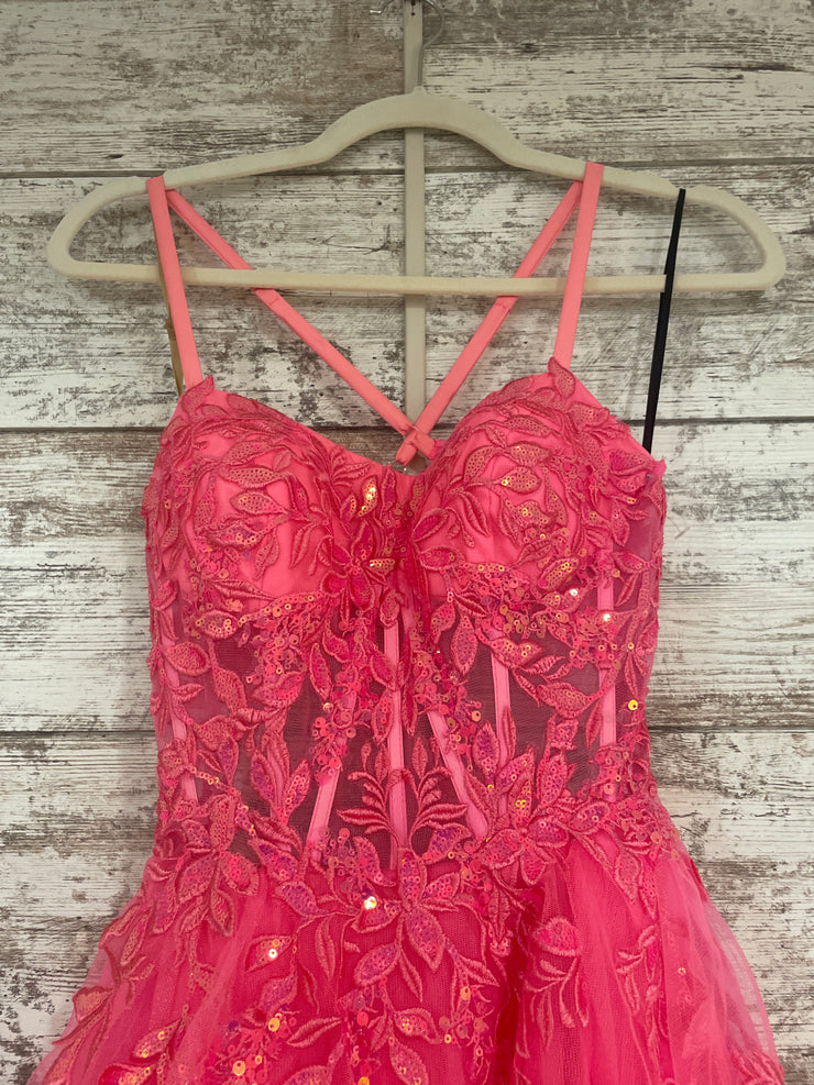 PINK/FLORAL A LINE GOWN (NEW)