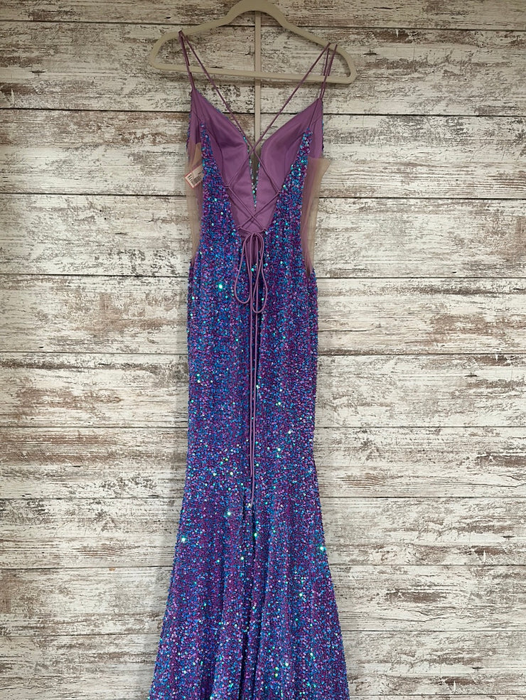 PURPLE SEQUIN LONG DRESS