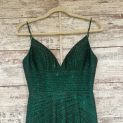 GREEN BEADED LONG EVENING GOWN