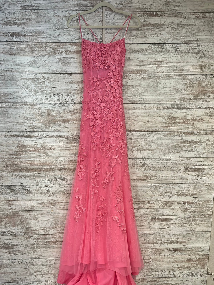 PINK/FLORAL LONG EVENING GOWN
