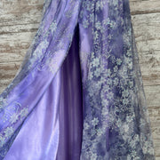 PURPLE/WHITE FLORAL A LINE GOW