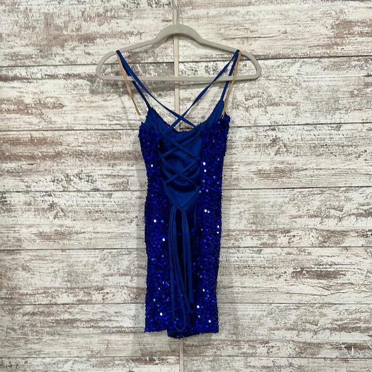 ROYAL BLUE SEQUIN SHORT DRESS