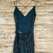 TEAL SPARKLY LONG EVENING GOWN