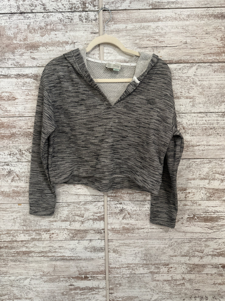 GREY SPARKLY CROPPED HOODIE