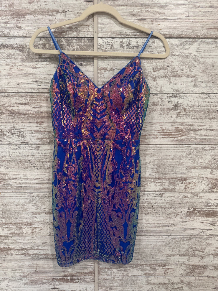 ROYAL BLUE SPARKLY SHORT DRESS