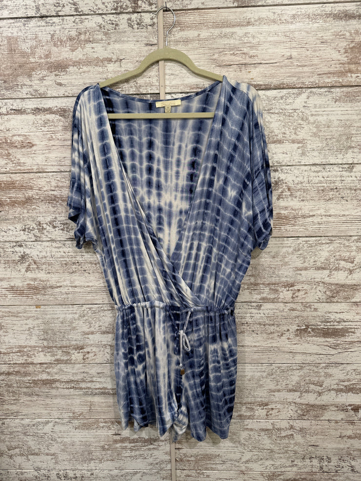 BLUE/WHITE TIE DYE ROMPER