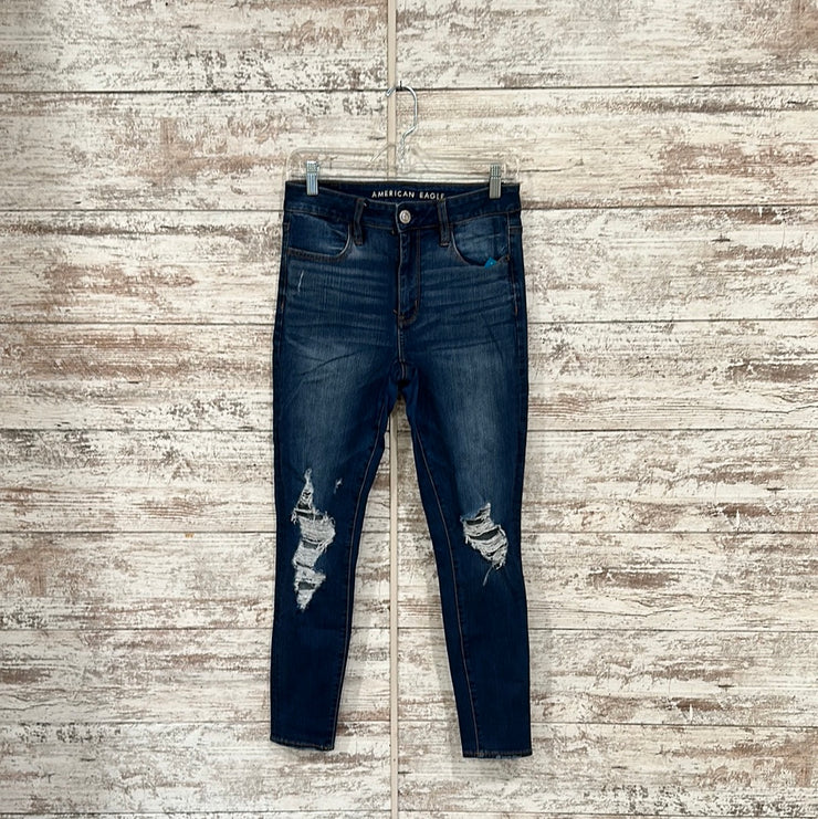 BLUE DARK DENIM DISTRESS JEANS