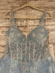 BLUE/FLORAL A LINE GOWN (NEW)