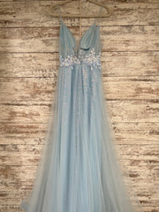 BLUE/FLORAL A LINE GOWN (NEW)
