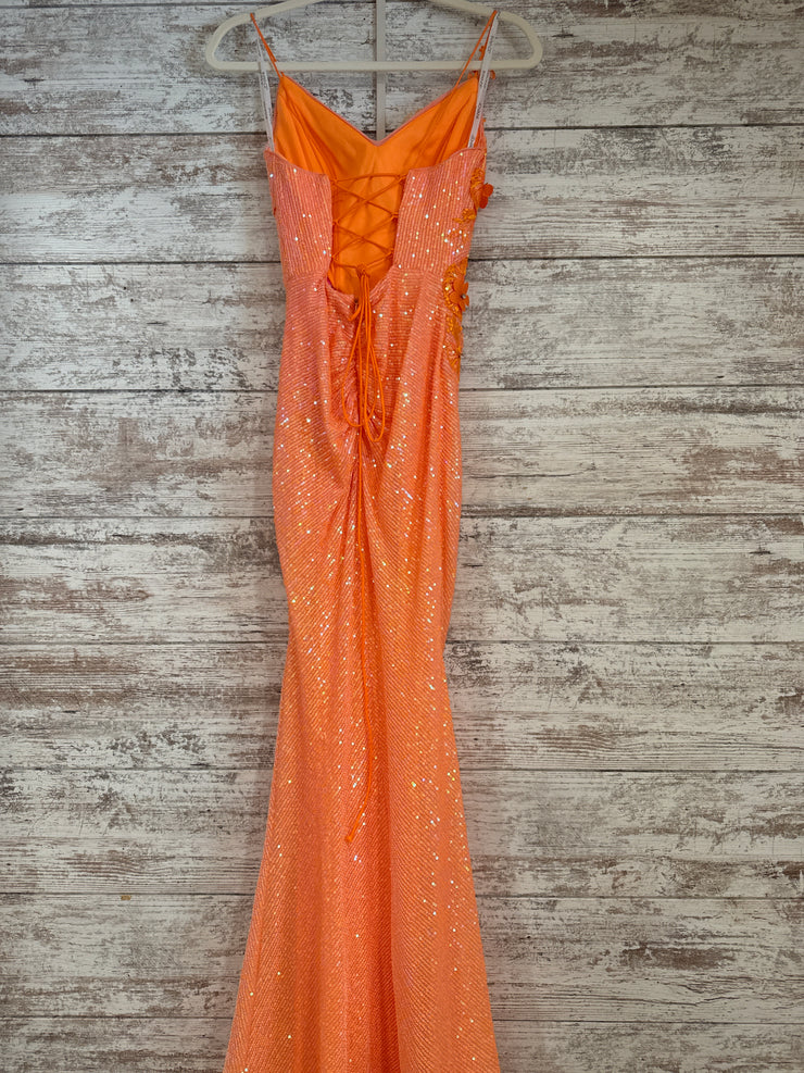 ORANGE SPARKLY LONG DRESS-NEW