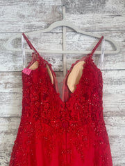 RED/FLORAL LONG EVENING GOWN