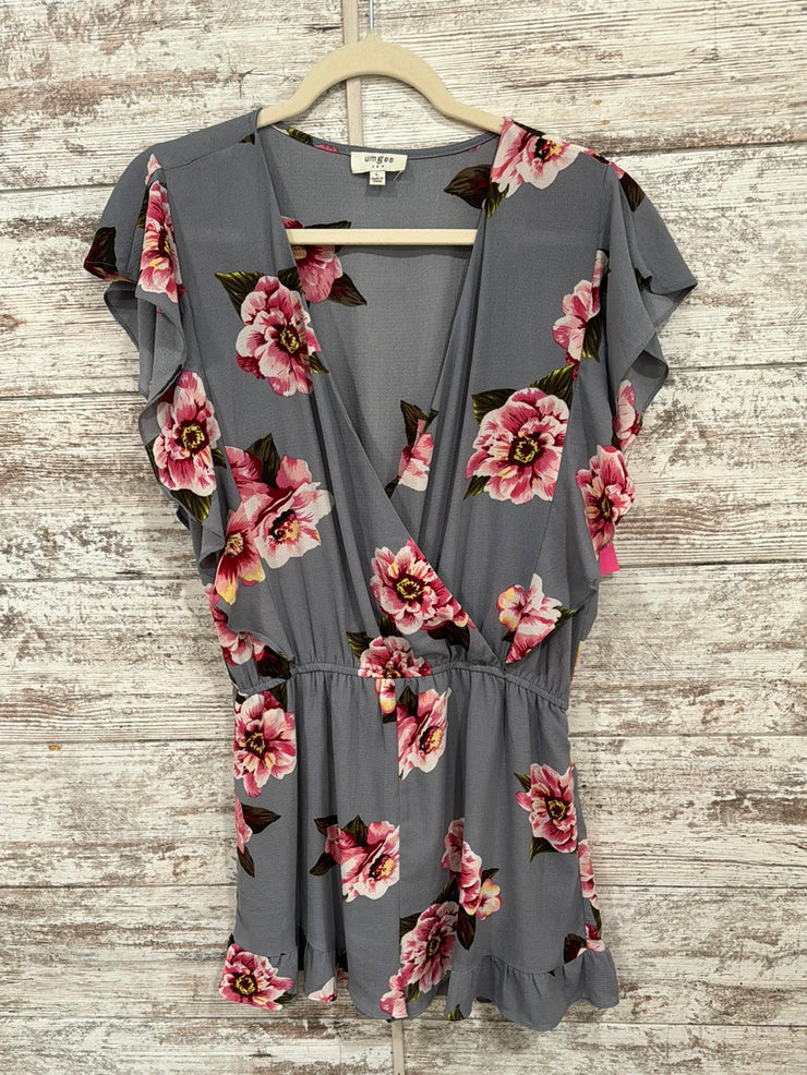 GRAY/FLORAL ROMPER