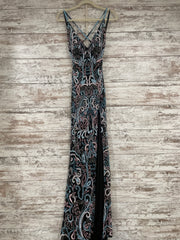 BLACK/COLORFUL BEADED DRES-NEW