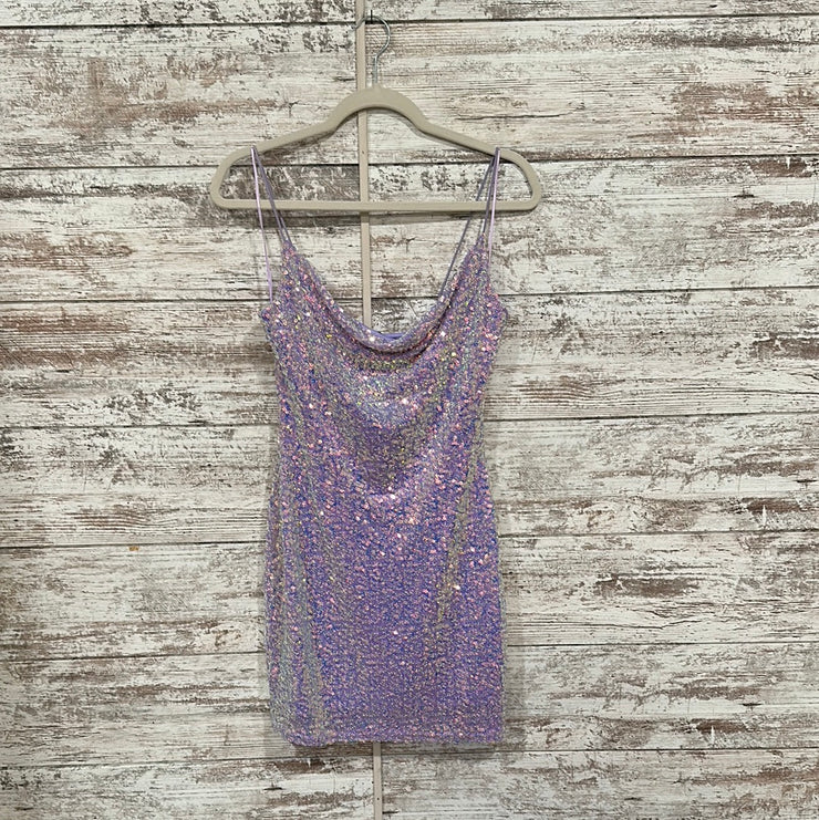 PURPLE SEQUIN SHORT DRESS-NEW