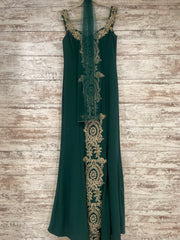 GREEN/GOLD LONG EVENING GOWN
