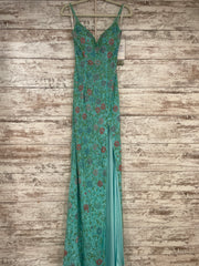 GREEN BEADED LONG DRESS (NEW)