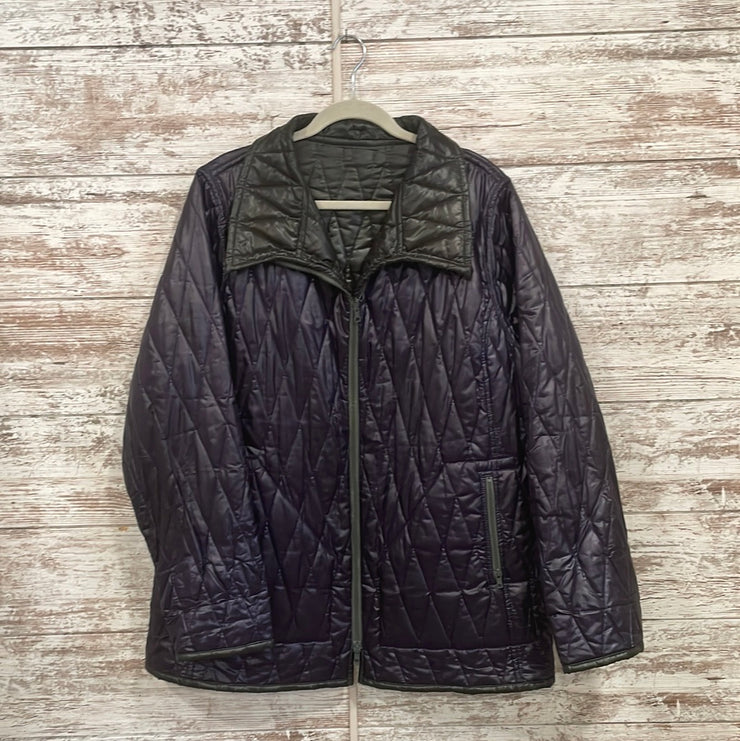PURPLE/GREEN QUILTED COAT