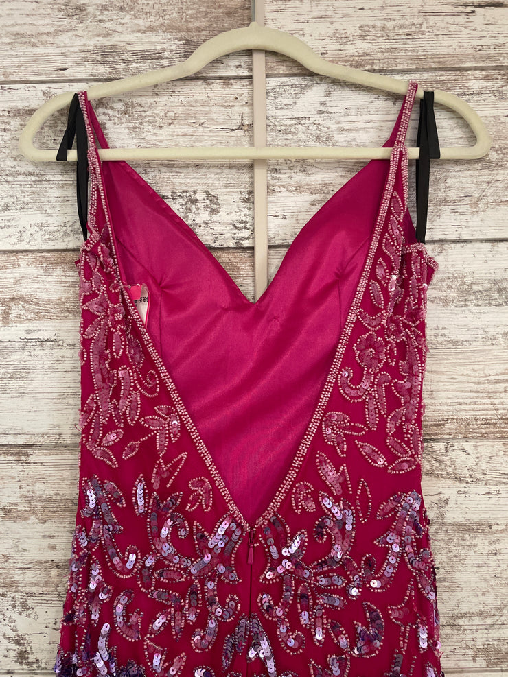 PINK BEADED LONG DRESS (NEW)