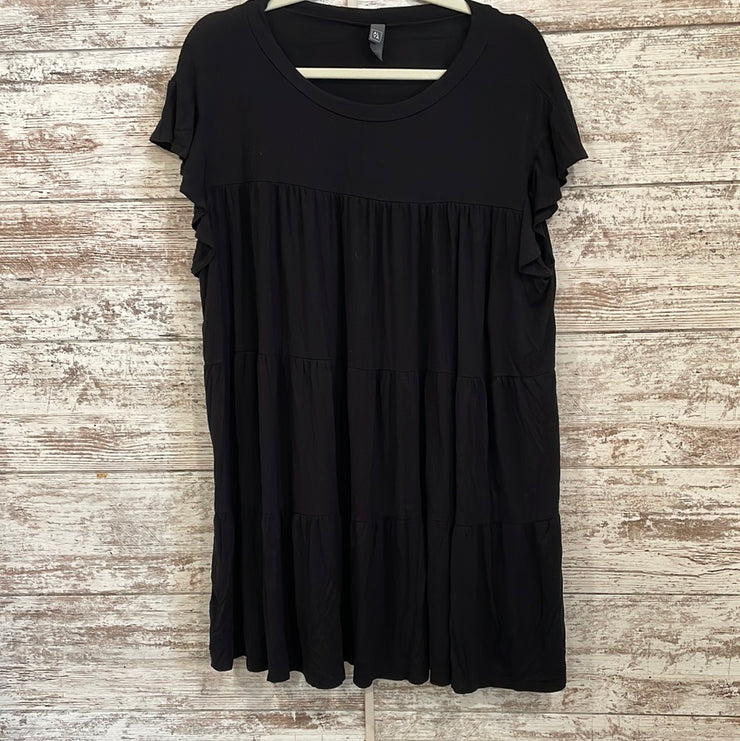 BLACK RUFFLED SHORT DRESS