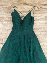 GREEN/FLORAL A LINE GOWN