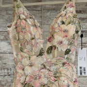 TAN/FLORAL A LINE GOWN (NEW)