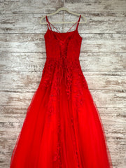 RED/FLORAL A LINE GOWN