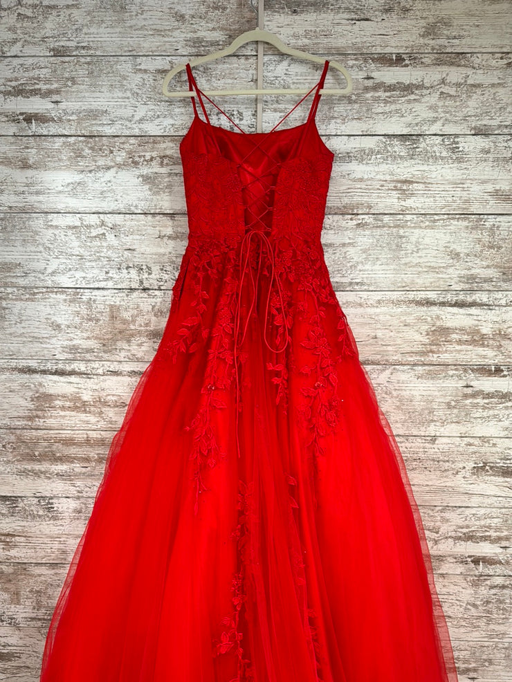 RED/FLORAL A LINE GOWN