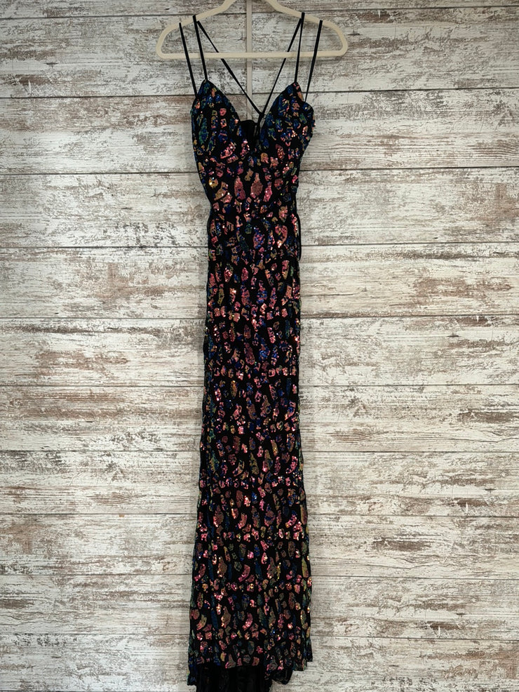BLACK/COLORFUL LONG DRESS