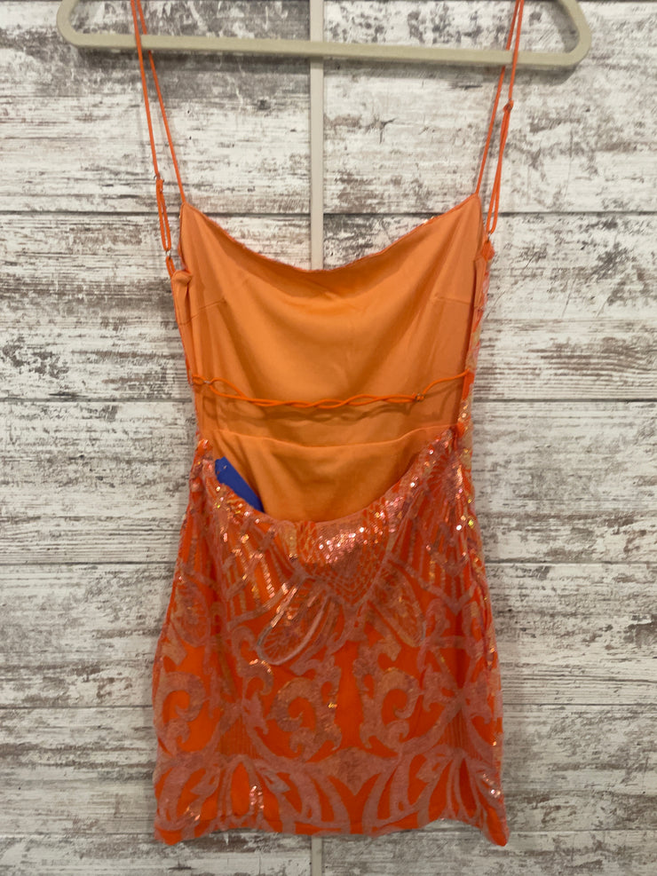 ORANGE SPARKLY SHORT DRESS-NEW