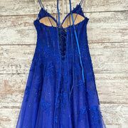 ROYAL BLUE/FLORAL A LINE GOWN