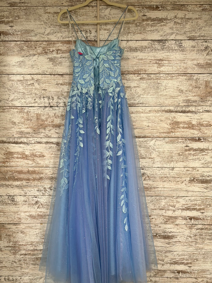 BLUE/FLORAL A LINE GOWN
