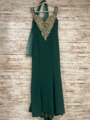GREEN/GOLD LONG EVENING GOWN