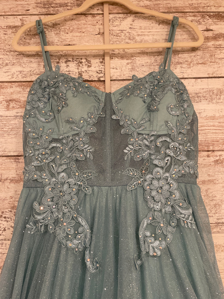 BLUE SPARKLY A LINE GOWN (NEW)