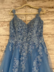 BLUE/FLORAL SPARKLY A LINE