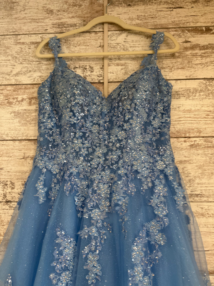 BLUE/FLORAL SPARKLY A LINE