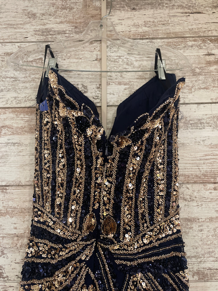 NAVY/GOLD SPARKLY LONG DRESS