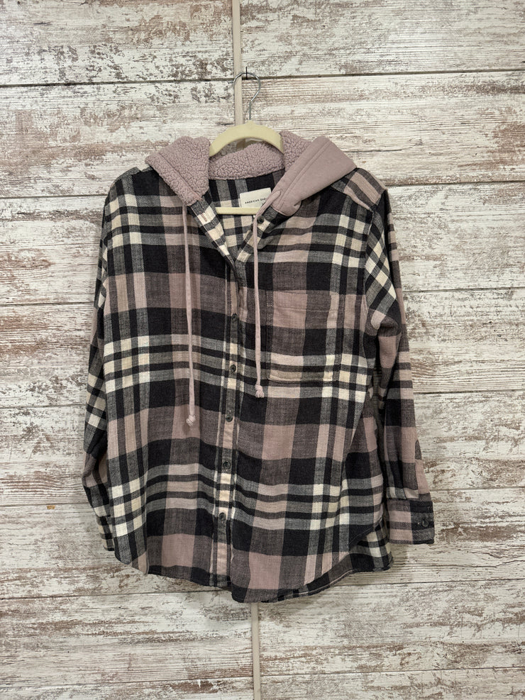 PINK/GRAY FLANNEL HOODIE $69