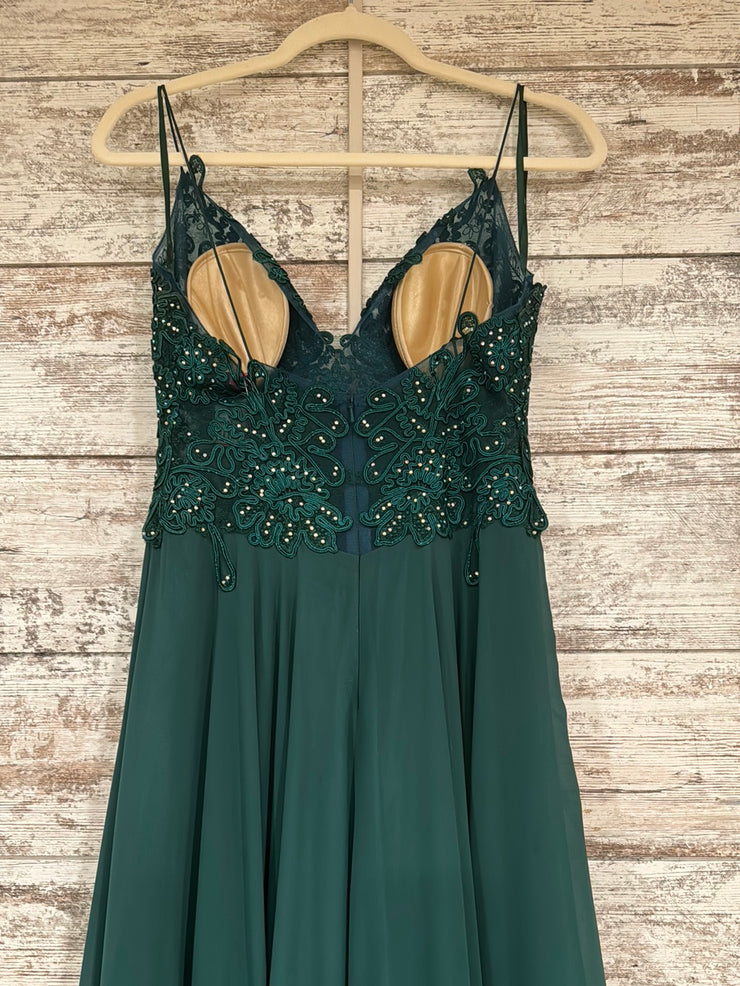 GREEN/FLORAL LONG EVENING GOWN