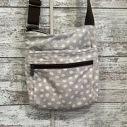 TAN/WHITE POLKA DOT CROSSBODY