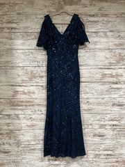 NAVY SPARKLY LONG EVENING GOWN