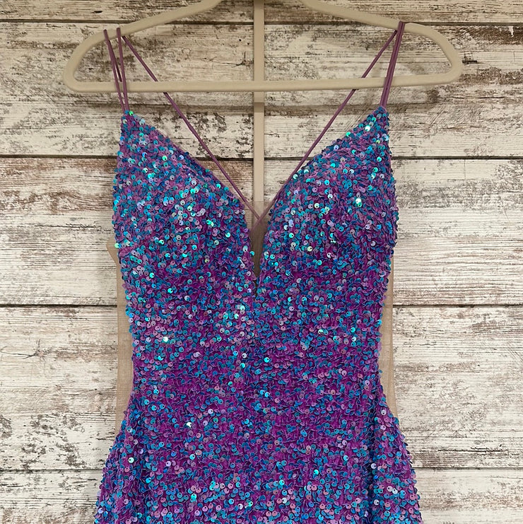 PURPLE SEQUIN LONG DRESS