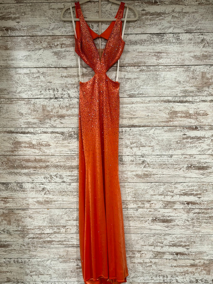 ORANGE SPARKLY LONG DRESS