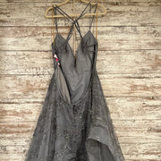 GRAY/FLORAL A LINE GOWN (NEW)