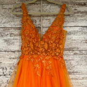 ORANGE/FLORAL A LINE GOWN