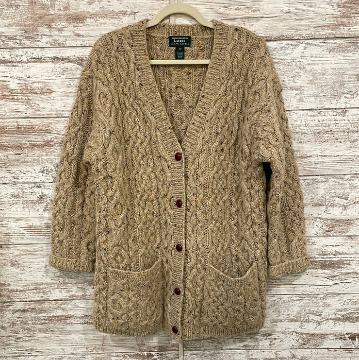TAN 100% WOOL CHUNKY CARDIGAN